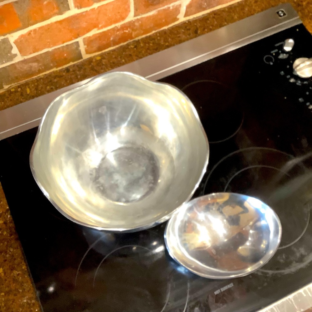 Polished Silver Serving Bowl and Small Dish